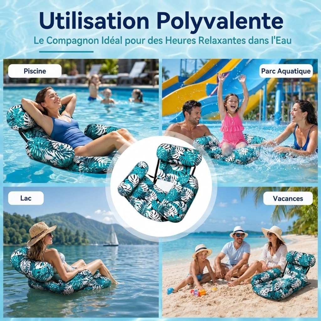 Fauteuil Flottant Premium – Transat Gonflable de Piscine