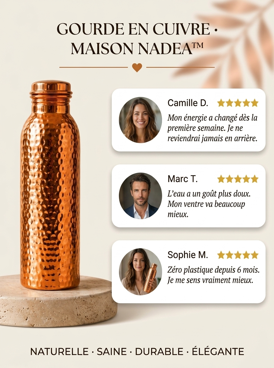 Gourde en Cuivre – Maison Nadea™ | L'Eau Purifiée Naturellement, Sans Plastique